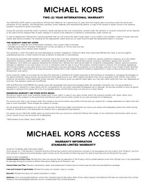 michael kors warranty registration